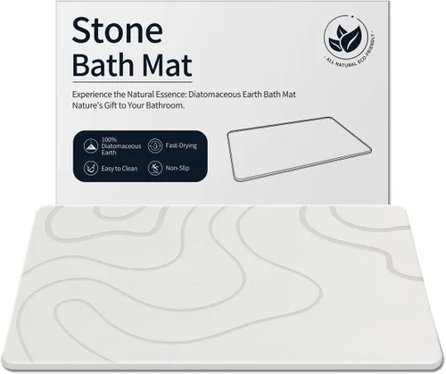 Vista 9 de ZIKIBL Stone Bath Mat Diatomaceous Earth Shower Mat Non-Slip Super Absorbent Diatomite Stone Mats for Bathroom Floor Quick-Drying Easy to Clean