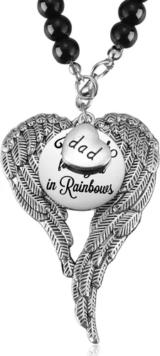 Vista 10 de Collar conmemorativo de alas de ángel, regalos conmemorativos para la pérdida de mamá/papá/abuela/abuelo/hijo/hija, adorno conmemorativo para espejo