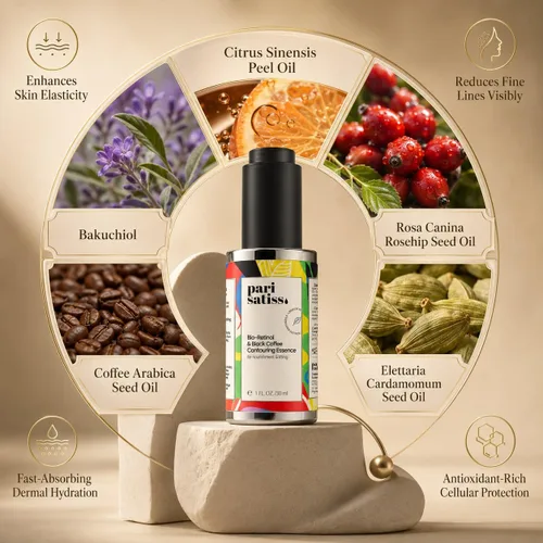 Vista 2 de Esencia de contorno de café negro y bio-retinol – Retinol antiarrugas, cuidado de la piel imprescindible para nutrir y levantar, reparar la piel