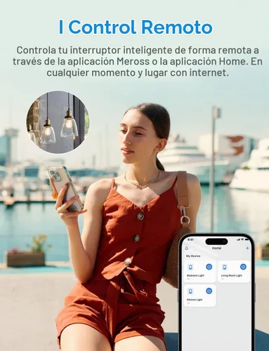 Vista 7 de meross Interruptor de luz inteligente compatible con Apple HomeKit, Siri, Alexa, Google Assistant y SmartThings, interruptor de luz Wi-Fi de 2.4