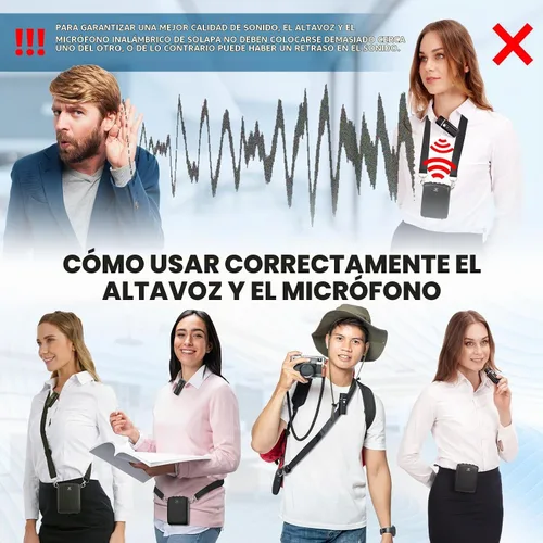 Vista 8 de WinBridge - Amplificador de voz portátil con micrófono Bluetooth Lavalier, micrófono de profesor con altavoz, amplificador de solapa inalámbrico