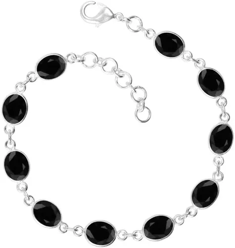 Vista 2 de Pulsera de piedras preciosas, pulsera ajustable con superposición de plata para mujeres y niñas, regalos de Navidad