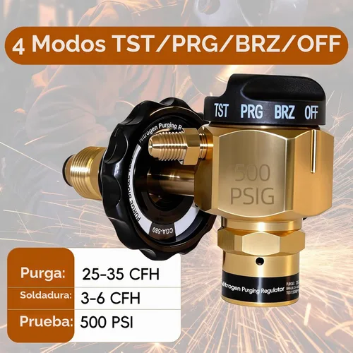 Vista 6 de Regulador de purga de nitrógeno VN-500, válvula de control de purga de nitrógeno de alta precisión con presión de prueba de 500 PSI, control