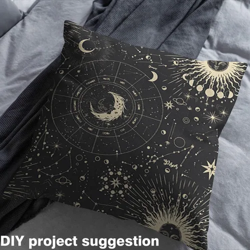 Vista 4 de Tela de tapicería Sun Moon para sillas, tela bohemia con constelación del espacio exterior para exteriores, por The Yard, tela decorativa de galaxia