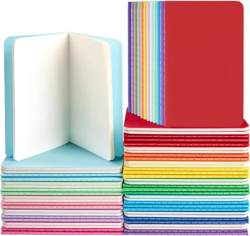 Vista 13 de Oucaru Cuaderno de Bolsillo de 24 Piezas, 3.5" x 5.5", 2 Colores, Cuaderno Rayado de 52 Páginas Mini Cuaderno Diario, Pequeño Cuaderno Memo Bloc