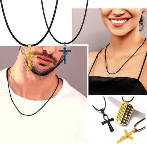 Vista 7 de U7 - Collar de cordón de cuero negro y marrón de 2mm 3mm con cierre de acero inoxidable personalizable, cadena de cuerda de cera tejida