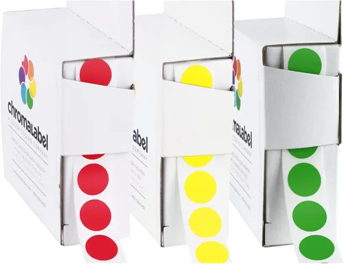 Vista 34 de ChromaLabel Kit de puntos verdes y rojos con código de color permanente de 1/2 pulgada, 2 cajas, 1000/caja