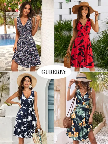 Vista 4 de GUBERRY Vestido de verano sin mangas con cuello en V para mujer con bolsillos