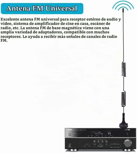 Vista 6 de Fancasee Antena FM universal Base magnética 75 Ohm Tornillo F macho enchufe con PAL BNC 0.138 in y adaptador de 75 a 300 ohmios conector coaxial
