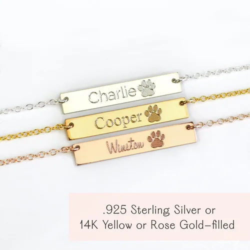 Vista 3 de Pet Lovers Custom Name Necklace – Honor Your Furry Friend 925 Sterling Silver, Gold, Rose Gold Necklace Cat Lover Gifts Dog Christmas Gifts