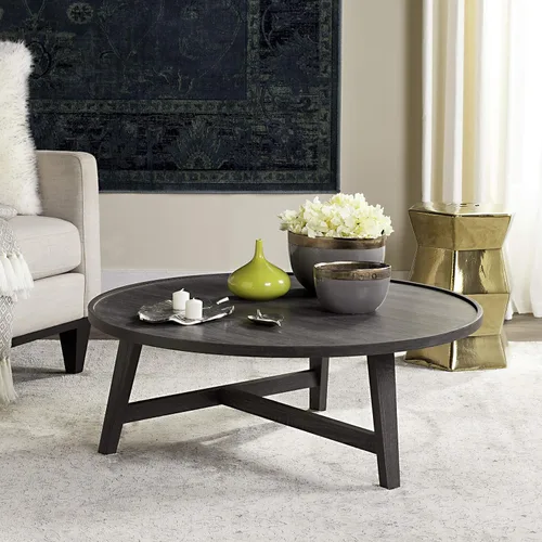 Vista 2 de Safavieh Home Collection Malone Mesa de centro de madera gris oscuro retro de mediados de siglo