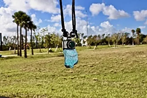 Vista 3 de Mia Jewel Shop Collar ajustable de crisocola de metal plateado con piedras preciosas curativas crudas naturales, joyería hecha a mano para mujer
