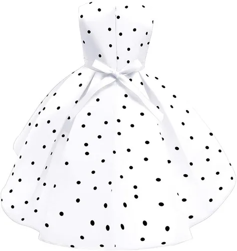 Vista 3 de Vestido de princesa sin mangas con estampado de lunares para niñas 5 Blanco 2-3 años