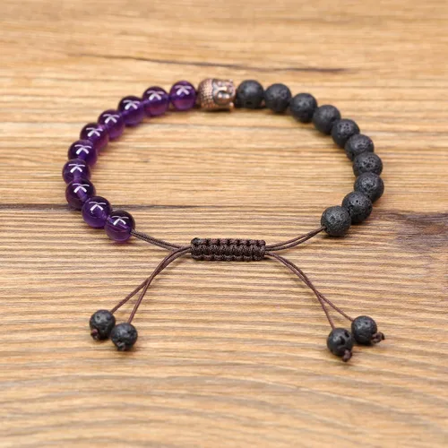 Vista 5 de COAI Pulsera de oración para hombre y mujer, Piedra, ónix