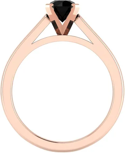 Vista 3 de Anillo de compromiso de diamante negro de corte redondo, oro de 14 quilates, 23 quilates