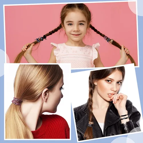 Vista 7 de Giegxin 40 ligas para el cabello de Galentines Day Boho para mujer, 10 estilos, lindas pulseras para cola de caballo, banda elástica suave
