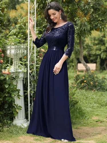Vista 7 de Ever-Pretty 07412 - Vestido elegante largo, con mangas 34 y cintura imperio para dama de honor