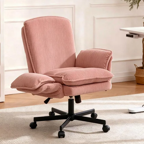 Vista 16 de Silla Criss Cross con ruedas y reposabrazos, cómoda silla de escritorio Verde