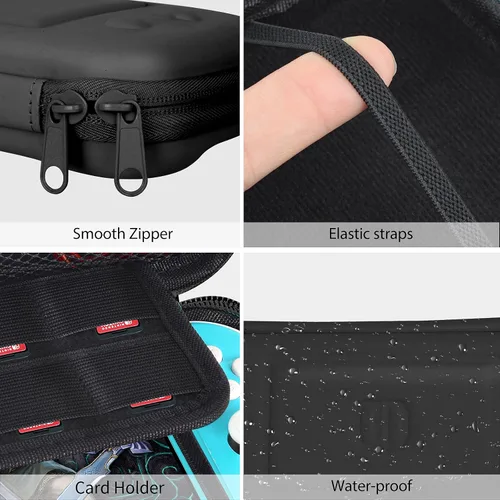Vista 3 de CoBak Carrying Case for Nintendo Switch Lite - with 1 Screen Protector, 1 Grip Case and 4 Thumb Grip Caps, Ultra Slim Premium EVA Travel Pouch
