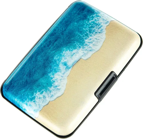 Vista 18 de Soporte para tarjetas de crédito, cartera de metal para tarjetas de bloqueo RFID, mini funda rígida de aluminio delgada para tarjetas de negocios A