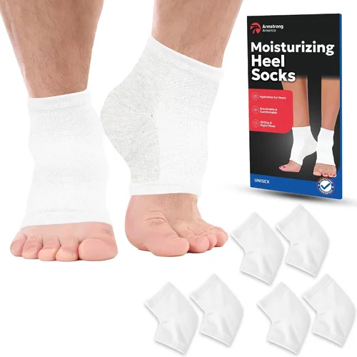 Vista 14 de Calcetines hidratantes para hombres y mujeres Tratamiento de talón agrietado con aloe vera Removedor de callos de talón hidratante Calcetines