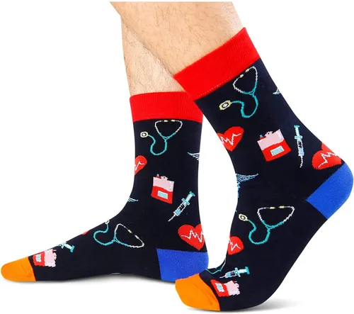 Vista 5 de Zmart Unisex Funny Socks Breast Cancer Doctor Nurse Socks, Funny Gifts For Cancer Patients Medical Student Graduation