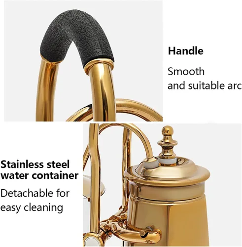 Vista 6 de Family Balance - Cafetera sifón con sifón, diseño elegante de estilo retro (dorado)