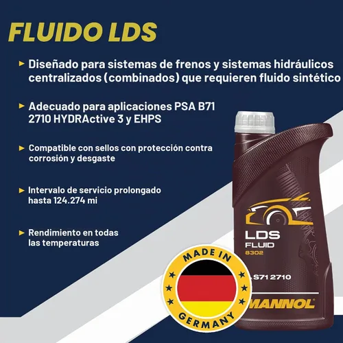 Vista 2 de MANNOL 8302 LDS Líquido hidráulico sintético completo para sistemas hidráulicos 3, frío, 1L