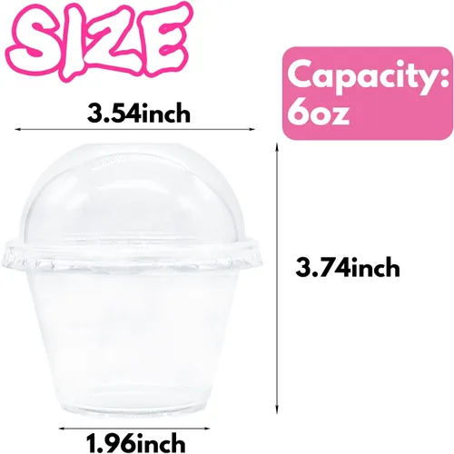 Vista 2 de Tiaiidi Vasos de plástico transparentes con tapas, 6 onzas - Juego de 50 Mini vasos de postre con tapas de cúpula (sin agujero), vasos desechables