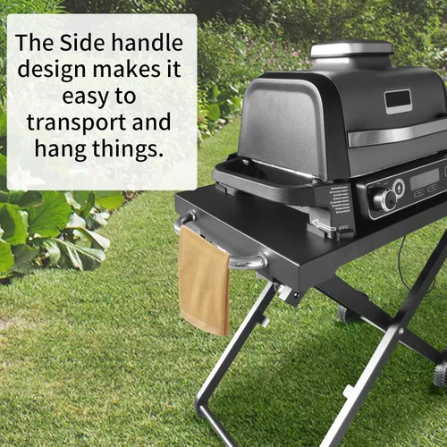 Vista 5 de BSARTE Soporte plegable de metal para parrilla Ninja Outdoor XSKSTAND para Woodfire OG701 OG751 (Serie OG700) con estante lateral, soporte
