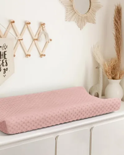 Vista 6 de Babebay Funda para cambiador, fundas de felpa ultra suaves de lunares minky para cambiadores para bebés, niños y niñas, transpirable, paquete de 2