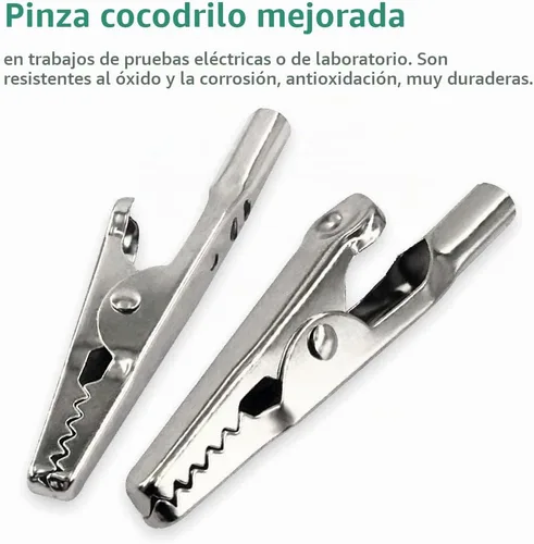 Vista 4 de 25 unidades de pinzas de cocodrilo de metal de 51 mm, pinzas de resorte para línea de prueba, pinzas de cocodrilo de tono plateado, pinzas