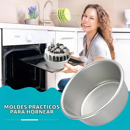 Vista 5 de 16 moldes redondos de 4 pulgadas antiadherentes de aluminio redondo para tartas, moldes pequeños para hornear pasteles para el hogar, queso, quiche