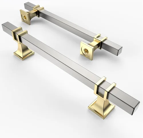 Vista 15 de Asidrama - Paquete de 10 manijas para alacena de 3 pulgadas (76mm) de color negro mate y dorado, tiradores para gabinete, accesorios para gabinete