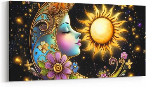 Vista 35 de Daisy Florals Wall Artwork Decor,Cartoon Blue Wildflowers Wall Painting for Boys Girls Women,Retro Country Style 38" Lx19 W