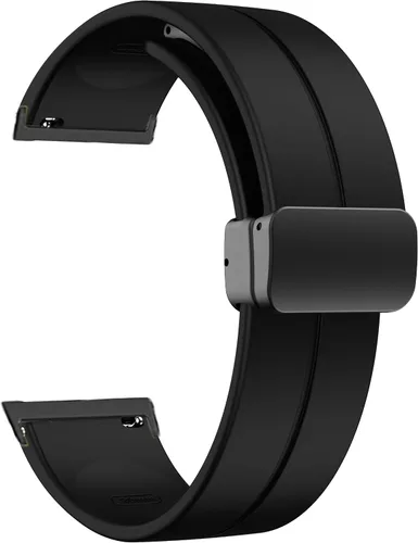 Vista 4 de Lamshaw Compatible con Ticwatch Pro 5 Smartwatch Bands, 0.964 pulgadas de silicona suave hebilla magnética correas de repuesto compatibles con Negro