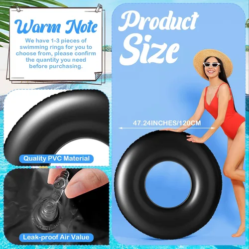 Vista 2 de Gemscream Jumbo Inflatable Pool Float 47.24 Inches Swimming Ring Pool Floats White Inflatable Float Tube for Adult Summer Vacation Beach River