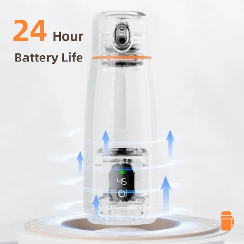 Vista 4 de Hervidor eléctrico de viaje, acero inoxidable 316, recargable por USB, calentador inalámbrico, portátil, 11.8 fl oz, con aislamiento térmico