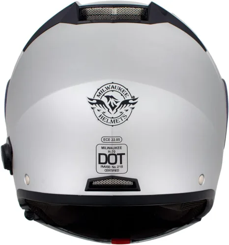 Vista 6 de Milwaukee Helmets H7010 Flat Grey Mayday Modular Casco de motocicleta inalámbrico de cara completa - Stream Music-Llamadas telefónicas