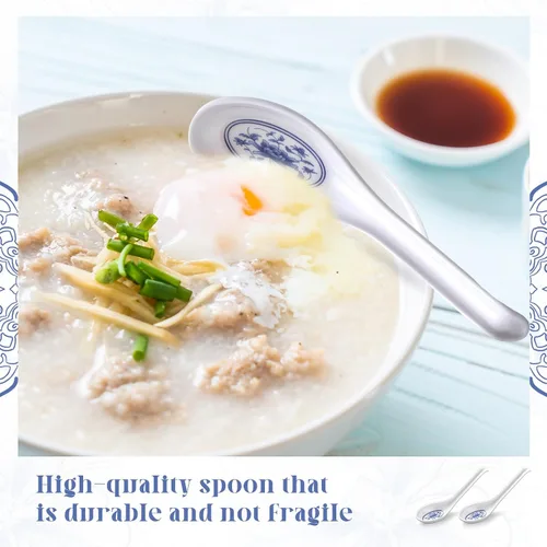Vista 6 de Hushee 100 cucharas de sopa asiática china, cucharas de sopa de melamina grandes a granel, cucharas de ramen reutilizables japonesas, cuchara