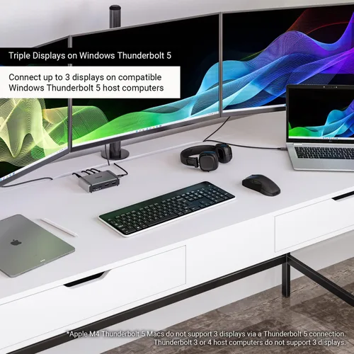 Vista 7 de CalDigit E5 - Hub Thunderbolt 5 Element 5 - 9 puertos, 4x puertos Thunderbolt 5/USB4 v2, 3x USB-A y 2x USB-C de 10 Gb/s, pantallas de 8K individual