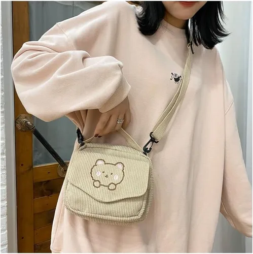 Vista 8 de AWXZOM Pequeño y lindo bolso cruzado de pana mini bolso cruzado kawaii pequeño bolso cruzado kawaii pequeño