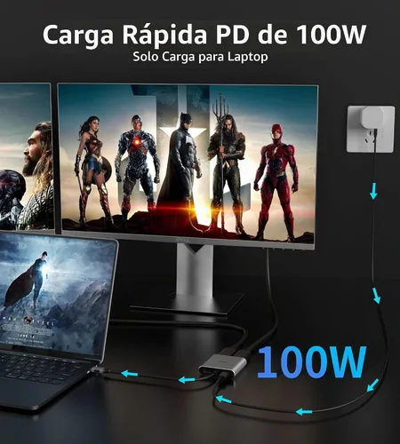 Vista 4 de Adaptador USB C a HDMI Dual 4K@60Hz, 4 en 1 USB C a HDMI Convertidor