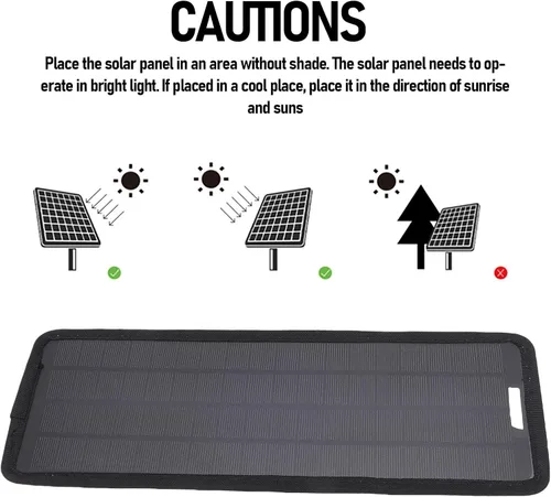 Vista 3 de Fafeicy Portable Solar Car Battery Charger, with Polycrystalline Panel and Intelligent Charging Technology, for RVs and Boats High Efficiency 6W ABS