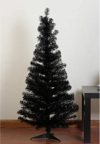 Vista 3 de Northlight - Árbol de Navidad artificial de espumillón negro, sin luces, 4 pies x 24 pulgadas