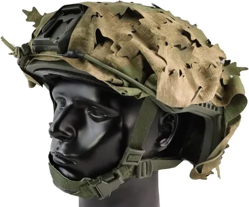 Vista 9 de Funda táctica para casco de malla transpirable, camuflaje camuflaje para casco táctico militar, combate, casco rápido