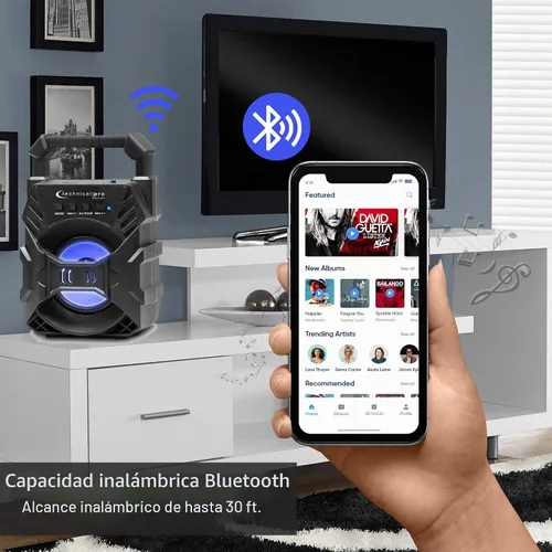 Vista 6 de Technical Pro Altavoz Bluetooth compacto recargable portátil con LED