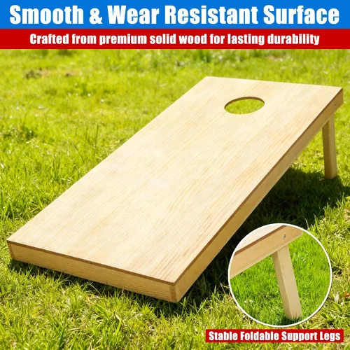 Vista 4 de JupiterForce Juego de cornhole portátil para juegos al aire libre, tableros de cornhole de madera maciza regulables con bolsa de transporte, 8