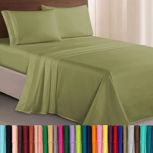 Vista 30 de Elegant Comfort Lujoso juego de sábanas de microfibra de alta calidad 1500 hoteleras bordadas de tres líneas más suaves de 4 piezas, resistente a
