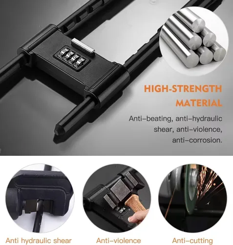 Vista 2 de Cerradura anticorte combinada ajustable de 4 dígitos en forma de U para Grillete ajustable de 6.299-10.630 in, acero anticorte de 0.630 in, código